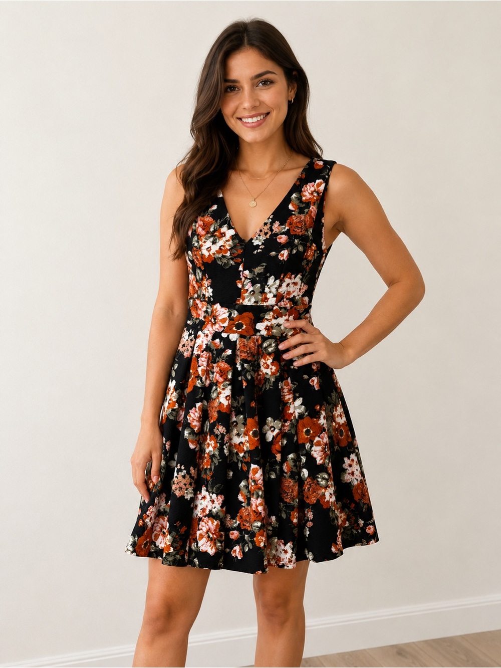 Haute Monde Floral Fit & Flare Dress Size S
